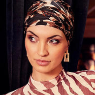 Boho Sapphire Turban Set - Black & Cotton Grass Mix